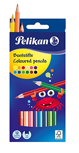 Lápis de Cor PELIKAN 724005 Multicor (12 Un) Pelikan - Lápis - multicor, 12 un, tinta à base de água, ponta hexagonal