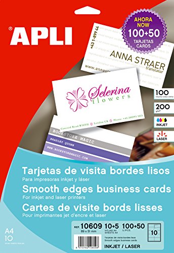 Cartões de Visita APLI 10609 | Branco (Correspondência e embalagens) APLI - Cartões de visita - 89 x 51 mm, acabamento mate, bordos lisos, cantos retos