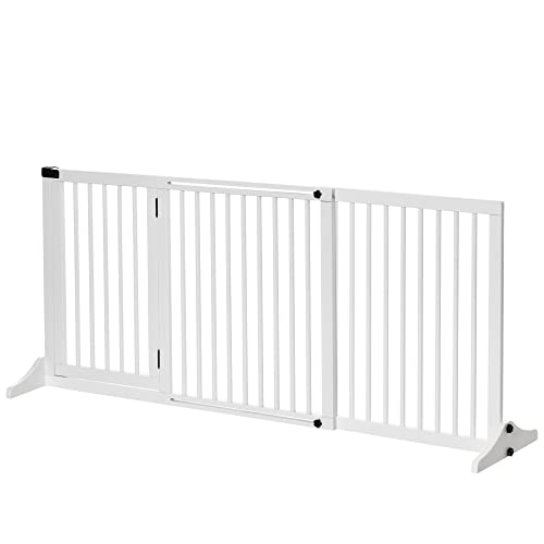 Barreira de segurança PawHut | Branco (Pets) SPANISH AOSOM - Portões para bebês e animais de estimação - porta retrátil, 3 painéis, ajustável, segurança