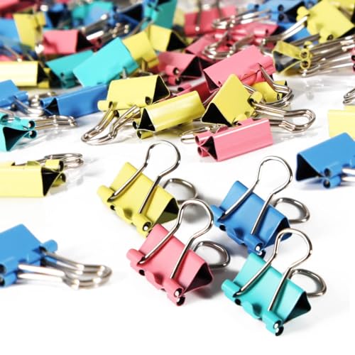 Clips para Capas de Encadernação 15 Mm 150 Unidades Juliyeh - Clipes de pasta - 15 mm, 150 unidades, preto, azul, vermelho, amarelo