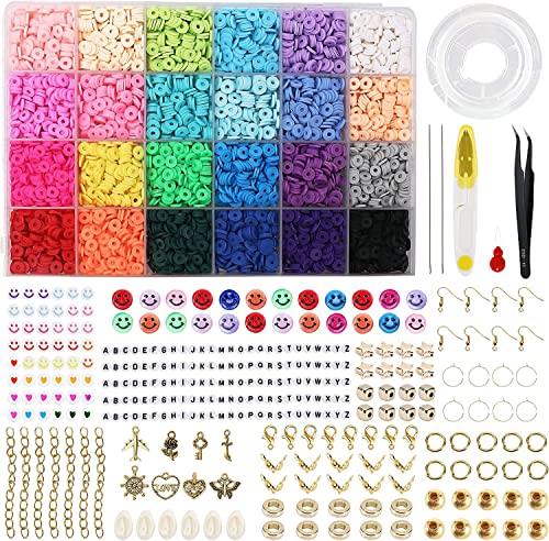 Kit de Artesanato para Crianças KIDOO 6100+ Pcs Kit of Colorful Beads LauCentral - Materiais de arte e artesanato - criar joias, cores vibrantes, frases significativas, polímeros