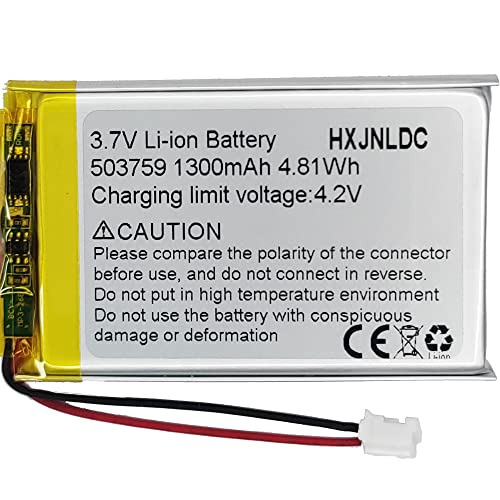 Bateria Recarregável DC 3,7V 1300mAh 503759 HXJN - Conversores de energia - 1300mAh, 3,7V, recarregável, litio