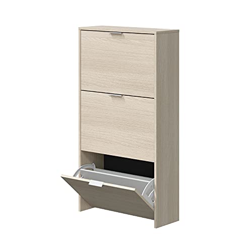 Sapateira HABITDESIGN 3 Portas (Castanho - Aglomerado de Madeira e Metal - 60x113x22cm) duehome - Organizadores e sapateiras - 3 portas, castanho, aglomerado de madeira e metal, 60x113x22cm