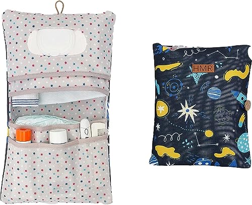 Bolsa de Banho HAMUR HOME Space (Algodão) Tuva Home - Organizadores de fraldas - 3 compartimentos, resistente à água, fácil de lavar