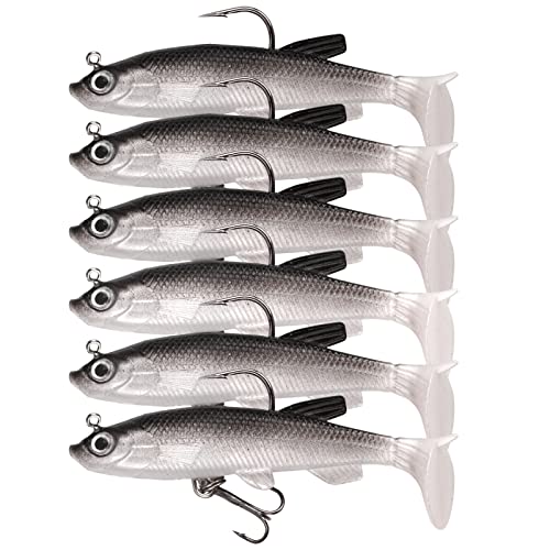Lure Head 6 Peças Lure Softbait Bighead Plumb Vesaneae - Isca e anzol - 6 peças, borracha macia, olhos holográficos, escamas realistas