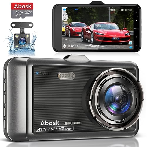 Dash Cam ABASK 4.7'' Full HD 1080P (Preto) abask - Câmeras de vigilância - full hd, 1080p, visor incorporado, preto