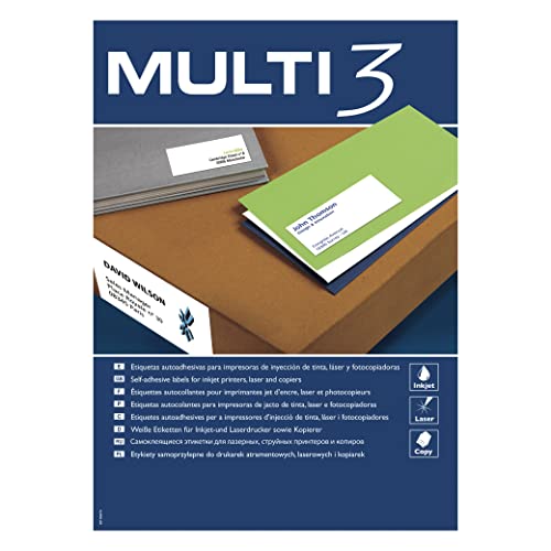 Etiqueta Autocolante APLI Multi 3 (70x35mm) Multi3 - Papel de impressora e copiadora - 70x35mm, adesivos permanentes, alta qualidade
