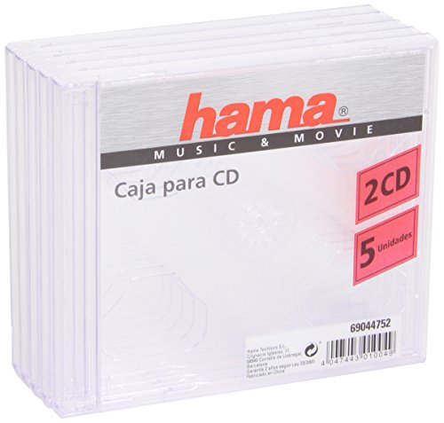 Caixa para Joalharia HAMA CD Jewel Case Transparente Hama - Estojos e organizadores de cd/dvd - 2 cds, transparente, 5 conjuntos