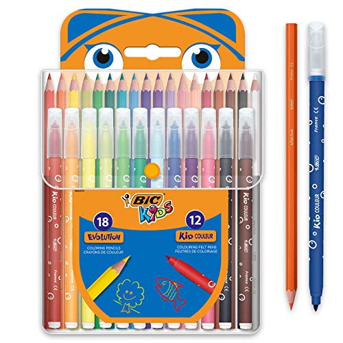 Lápis de Cor BIC Multicor (18 Cores) e Marcadores BIC - Lápis - 18 cores, marcadores, tinta à base de água, ponta fixa