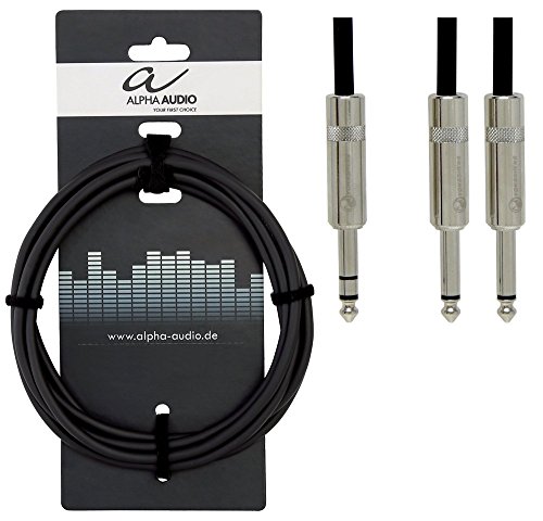 Cabo de Áudio ALPHAAUDIO (Jack Stereo - Jack Mono - 1.5 m - Preto) Alpha Audio - Cabos de áudio e vídeo - 1.5m, jack stereo, jack mono, preto