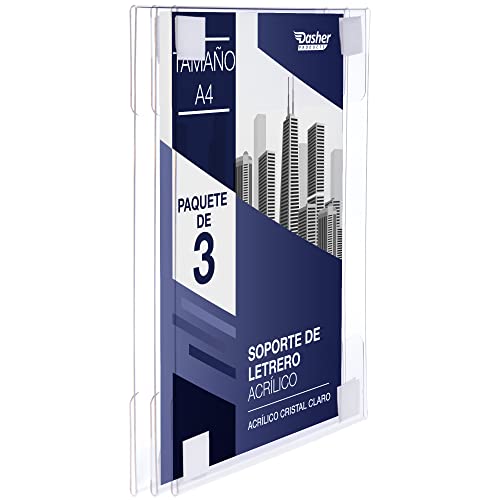 Suporte para Cartões Plastificados ACRILIC SIGN 3 Unidades Dasher Products - Porta-retratos - suporte, cartões plastificados, acrílico sign