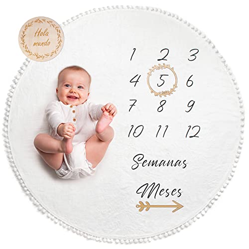Manta de Meses Bebé em Espanhol | Almofada de Fotografias Redonda para Crianças Odoxia - Cobertores - almofada, fotografias, redonda, crianças