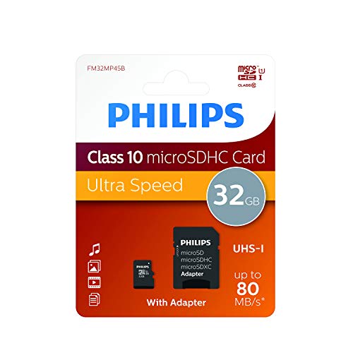 Cartão de Memória MicroSDXC PHILIPS FM32MP45B/00 Philips - Cartões de memória flash - 32 GB, microsd, Class 10, 80 MB/s