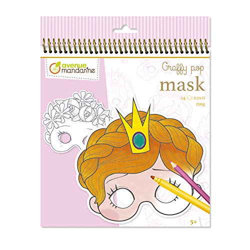 Máscaras para Colorir GRAFFY POP (Idade Mínima Recomendada: 3 anos) Avenue Mandarine - Papel de impressora e copiadora - 24 máscaras, idade mínima 3 anos, papel de dibujo, precortadas