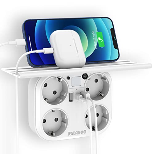 Adaptador Elétrico REDAGOD USB-ADAPTOR-USB-C Redagod - Fios de extensão - 7 dispositivos, 3 portas usb, interruptor, carregamento