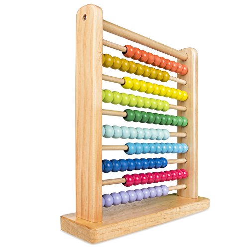 Brinquedo Educativo WOOMAX Ábaco de Madeira Colorido Baby Color Baby - Ábacos de brinquedo - educativo, madeira, colorido, 10 rodízios
