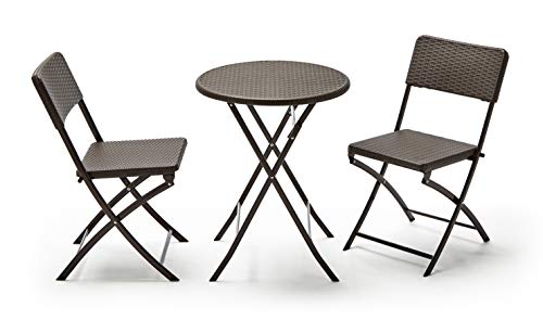 Conjunto de Jardim Kitgarden para Varanda LUX BALCON 60R F. BURGOS - Conjuntos de móveis de exterior - contemporâneo, mesa redonda, cadeiras dobráveis, castanha