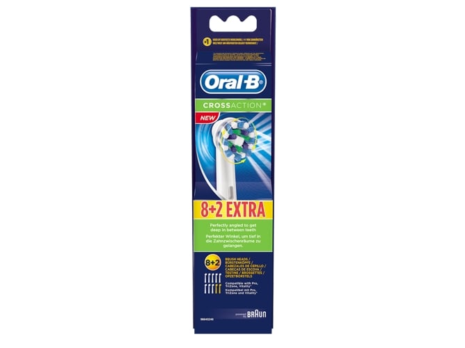 Recarga de Escova de Dentes Oral-B CrossAction 8 + 2P Oral-B - Acessórios para escova de dentes - crossaction, 8 + 2p, crisscross, 16 graus