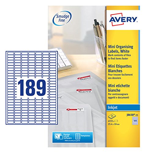 Etiquetas AVERY Mini Inkjet Labels (50 folhas) Avery - Papel de impressora e copiadora - mini, inkjet, etiquetas, 50 folhas