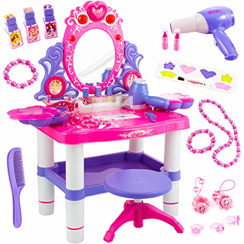 Tocador de Beleza KINDERPLAY com acessórios Kinderplay - Conjuntos de móveis - espelho, escova de cabelo, pente, acessórios