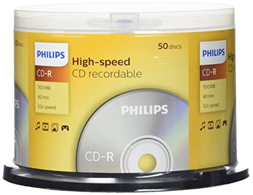 Disco de CD PHILIPS Magneticos CR7D5NB50 CD-R 80 Min Philips - Mídias vazias - CD-R, 80 min, 700 MB, 50 unidades