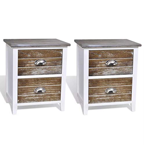 Mesa de cabeceira vidaXL | 2 gavetas | 2 unidades | castanho | 38 x 28 x 45 cm vidaXL - Conjuntos de móveis - mesa, cabeceira, vidaxl, gaveta, castanho