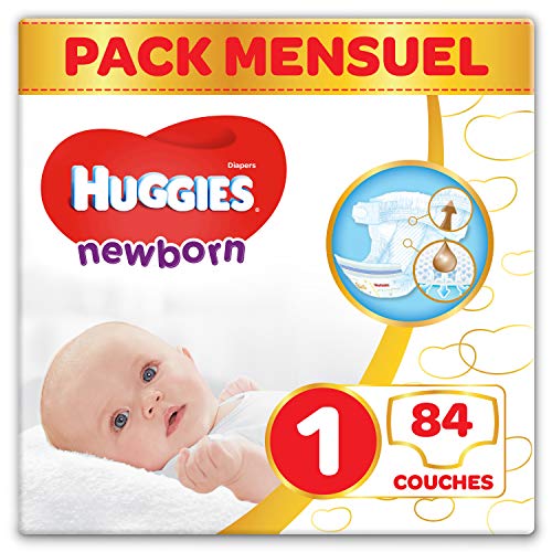 Fraldas Huggies Size 1 Unisex (Caixa de 84 Fraldas) HUGGIES - Roupa interior - algodão, poliéster, absorventes, canais de humidade