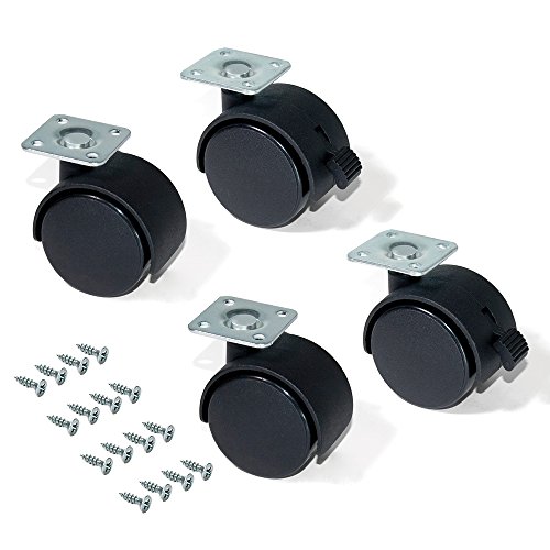 Rodas com Placa de Montagem, EMUCA, D.40Mm, Aço e Plástico, Preto, 4 Ud. Emuca - Rodízios - 40 mm, aço, plástico, preto