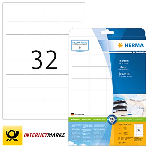 Herma Labels white 48,3x33,8 SuperPrint 800 pcs. HERMA - Etiquetas e tags - branco, 800 pcs, a4, border