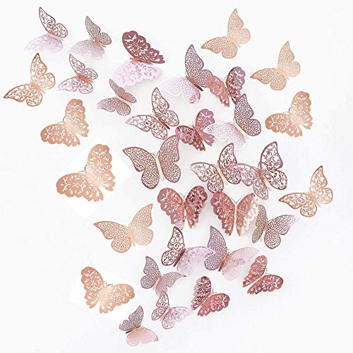 JUN-H 36 Peças Mariposa 3D Mariposas Decorativas Adesivos de Parede Artesanato DIY Dormitório Tatuagens JUN-H - Decalques de decoração para casa - 36 peças, mariposa 3D, decorativas, adesivas, removíveis