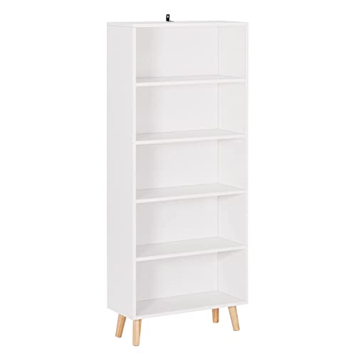 Estante WOLTU SK022WS (Branco - MDF e Madeira) WOLTU - Prateleiras industriais - MDF, madeira, branco
