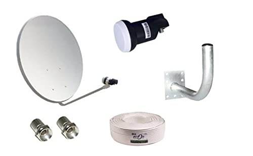 Conjunto de antena parabólica GI 60cm + LNB + suporte + 20 m cabo coaxial GI - Pontes e roteadores - antena parabólica, GI 60cm, lnb, suporte, cabo coaxial