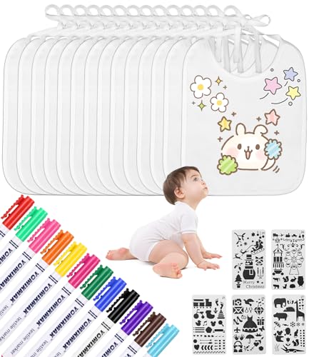 Conjunto de 14 Peças para Pintar Com Feltro TOAREN Toaren - Babetes - 14 peças, folhas, pinos, bolas