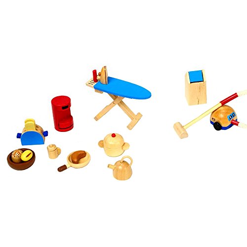 Conjunto de brinquedos de bonecas MAISON DE MINI Goki - Acessórios para casa de bonecas - 19 peças, madeira, rigido, qualidade