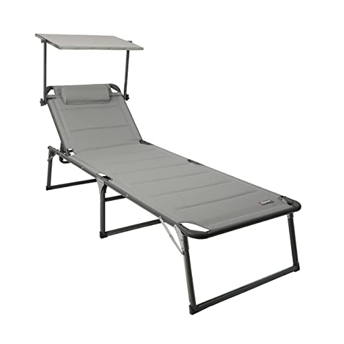 Espreguiçadeira HOMECALL Alumínio (Cinzento Claro - Poliéster e Tecido - 200x70x68.5cm) Sparmeile - Móveis de exterior - alumínio, poliéster, tecido, cinzento claro