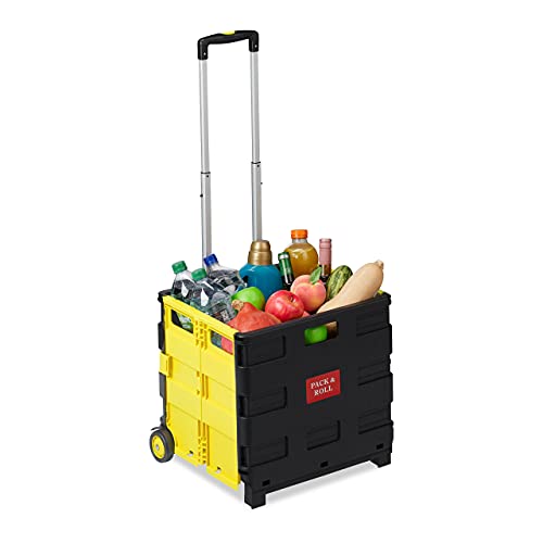 Carrinho de compras dobrável com polete Relaxdays | Amarelo Relaxdays - Sacolas de compras - dobrável, polete, amarelo