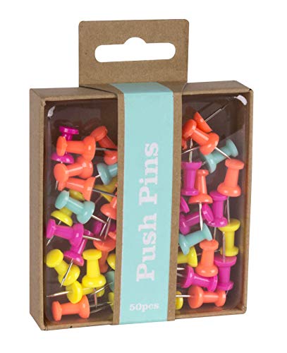 Apli Push Pins Fluor Collection 50 Unidades APLI - Alfinetes e tachas - fluorescentes, fuchsia, amarelo, laranja, turquesa