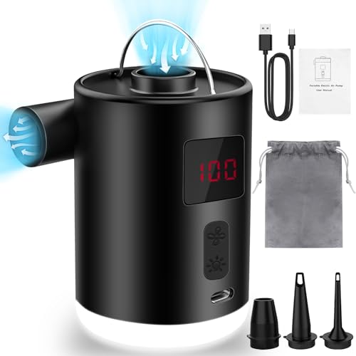 Bomba de Ar Elétrica 4000Mah Bateria Recarregável com 3 Boquillas YESLUSY - Equipamento atlético de uso geral - bomba de ar, elétrica, 4000mah, bateria recarregável, 3 boquillas