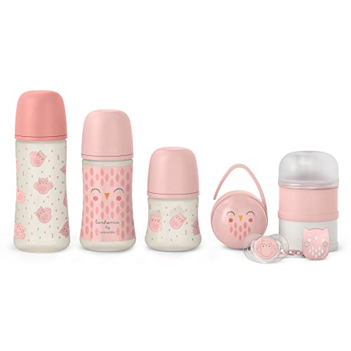 Conjunto de biberões suavinex premium (Puericultura - Refeição) Suavinex - Conjuntos de presente para bebê - tetina fisiológica, silicone flexíveis, simétrica à boca
