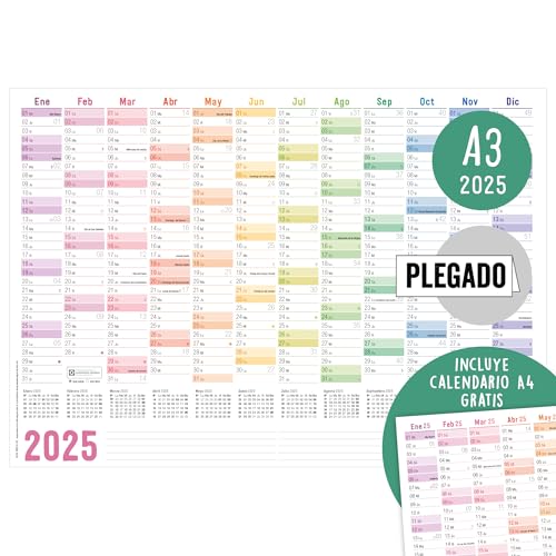 Calendário Espanhol 2025 Haefft Rainbow A3 Häfft-Verlag - Calendários, organizadores e planejadores - calendário, espanhol, 2025, haefft, rainbow, a3