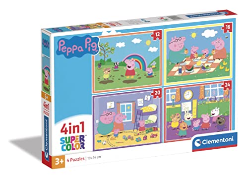Puzzle CLEMENTONI Supercolor Peppa Pig 4 In 1 (Idade Mínima: 3) CLEMENTONI - Quebra-cabeças - madeira, divertidas, 4 em 1, peppa pig