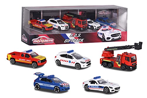 Brinquedo sobre Rodas MAJORETTE Premium Sos Gift Pack Majorette - Carrinhos de brinquedo - conjunto, veículos emergência, giram livremente, escala 1/64