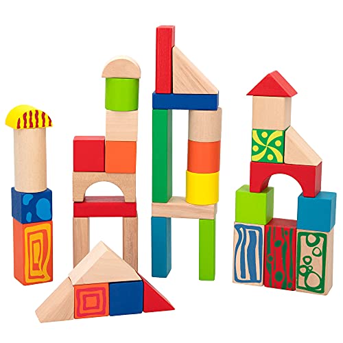 Woomax Wooden Building Blocks (Idade Mínima Recomendada: 2 anos) WOOMAX - Brinquedos - madeira, biodegradável, reciclável, motricidade fina