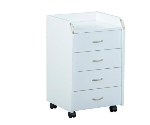 Caixa de Arrumação INTERLINK PRONTI (Branco) Links - Arquivos de armazenamento - 40 x 65 x 36 cm, 4 gavetas, rodas deslizantes, 1,4 kg