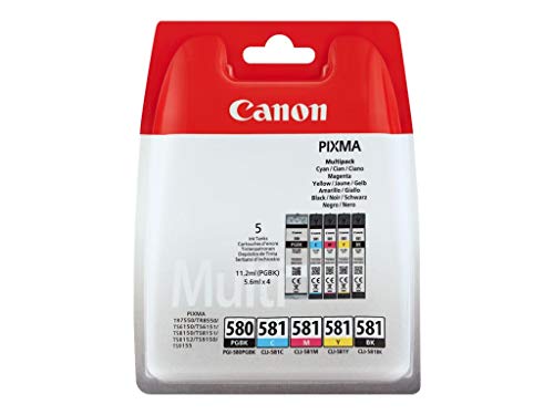 Tinteiro CANON Pgi-580/Cli-581 Bk/Cmyk (2077C005) Canon - Cartuchos de toner e jato de tinta - canon, pixma, ts6150, ts6151, ts8150, ts8151, ts9150, ts9155, tr7550, tr8550