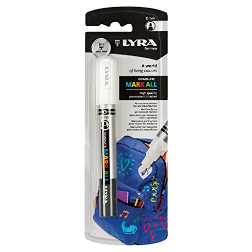 Marcador Permanente LYRA Mark-All Branco (Ponta de 1.0 mm) Fila - Marcadores e marcadores de texto - ponta 1.0 mm, tinta permanente, resistente à água, borracha