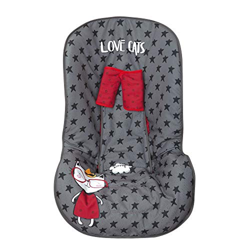BabyLine Capa para Cadeira Auto Love Cats Babyline - Acessórios para cadeirinhas de bebê - auto-love, poliéster, lavável, preto e branco