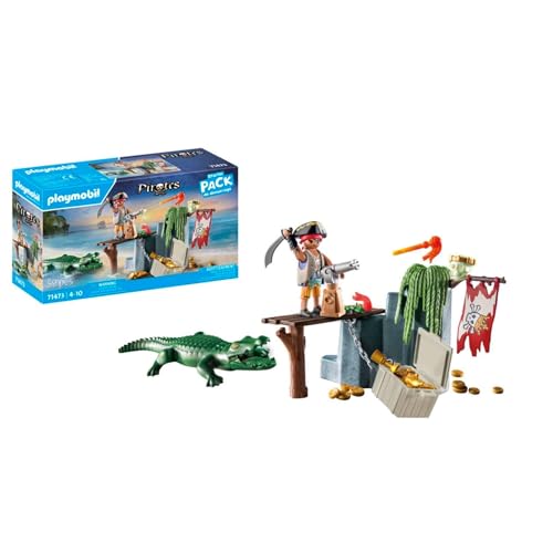 Playmobil 71473 Conjunto de Brinquedos de Aventura PLAYMOBIL - Brinquedos - piratas, crocodilo, espada, cofre