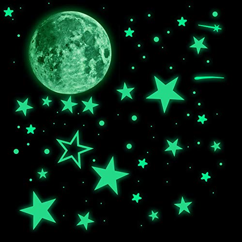 Pegatinhas de Parede LUMINOSAS 3D Estrelas e Lua TSLBW - Decalques de decoração para casa - pegatinha, parede, luminosas, estrelas, lua