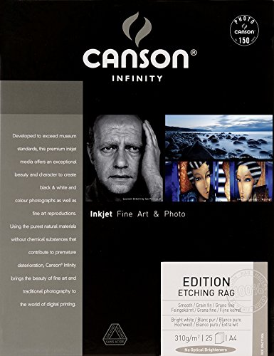 Papel Fotográfico Canson Infinity Edition Etching Rag 310 | Branco (Consumíveis e Acessórios) Canson - Livros - 310 g/m², branco, a4, etiquetas